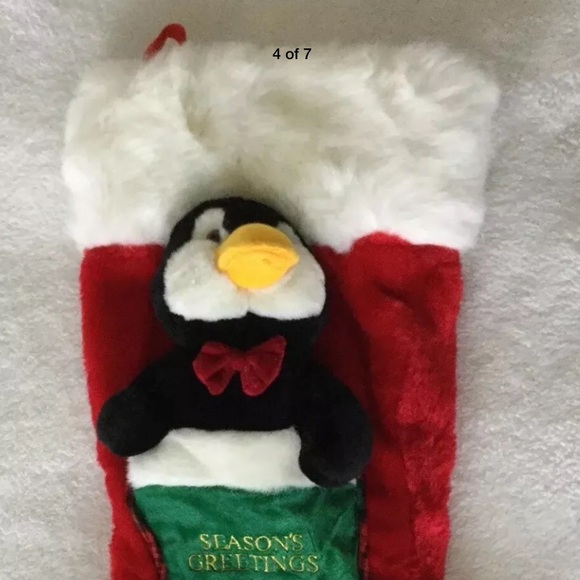 CHRISTMAS STOCKING Penguin Lrg. 9” x 20” Red/White